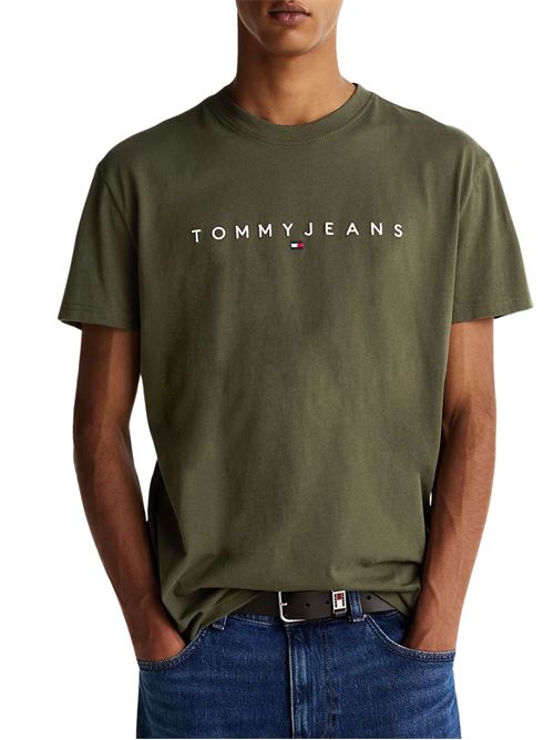 T-shirt verde militare in cotone Tommy Jeans | DM0DM20744M12